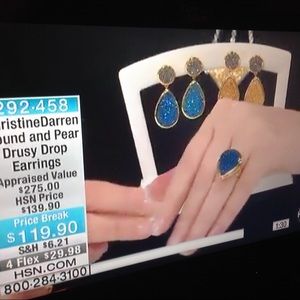 Christine Darren Round and Pear Drusy Earrings📿💝